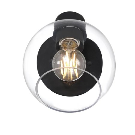 WESTINGHOUSE Fixture Wall 60W Hyson Universal Mount, Matte Black Clear Glassobe Glass 6127800